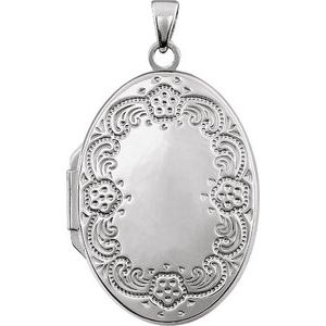 Engravable Floral Oval Locket