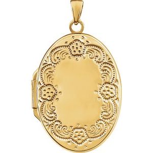 Engravable Floral Oval Locket