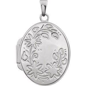 Engravable Floral Oval Locket