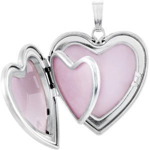 Mom Heart Locket with Enameled Flowers