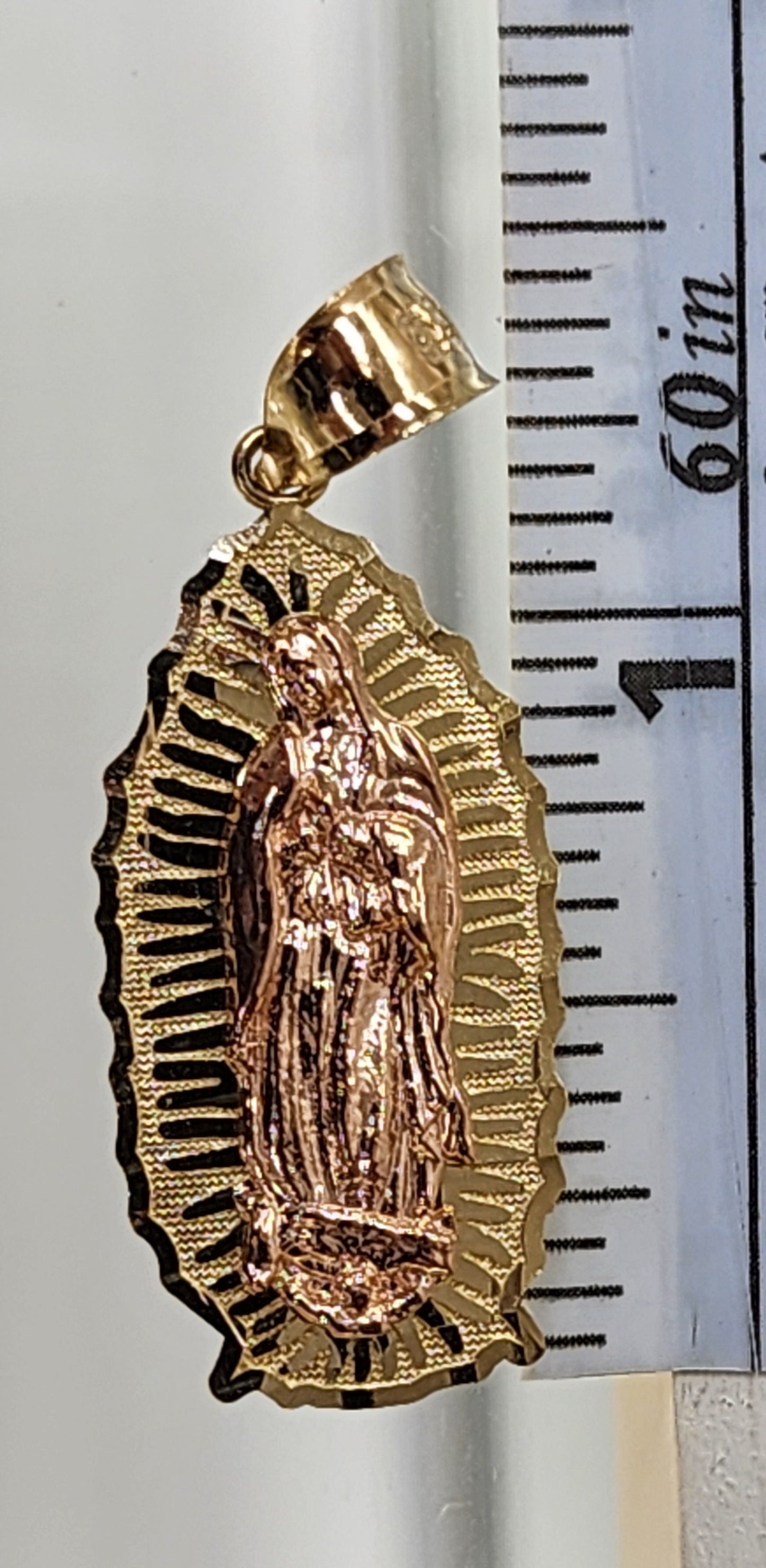 10kt Gold Our Lady of Guadalupe Diamond Cut Pendant