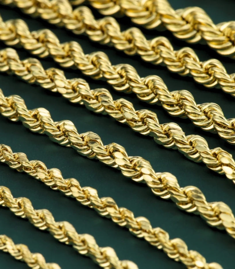10kt Gold "Solid" Rope chain necklace