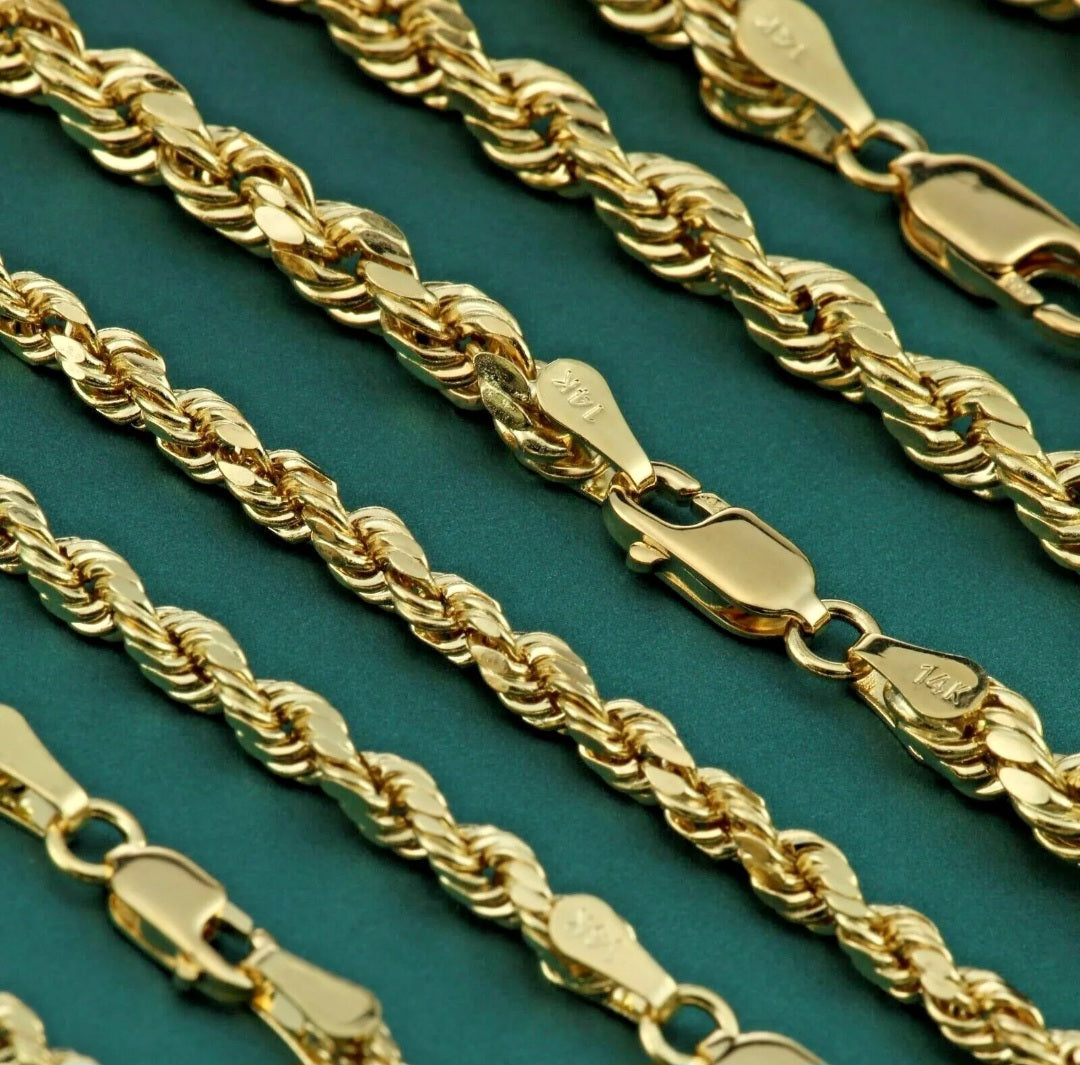 14kt Gold "Hollow" Rope chain necklace