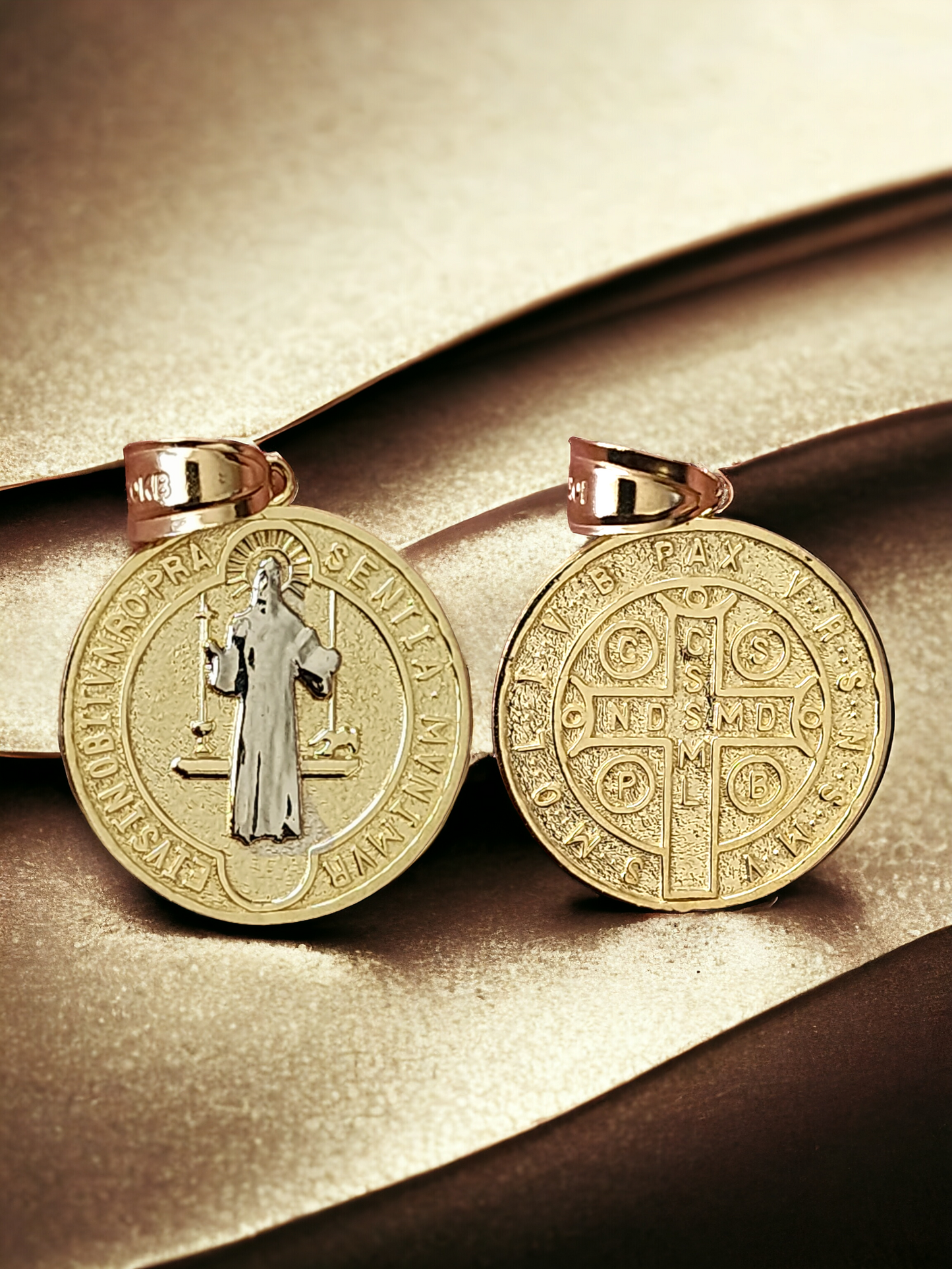 10K with Rhodium San Benito Medal Pendant