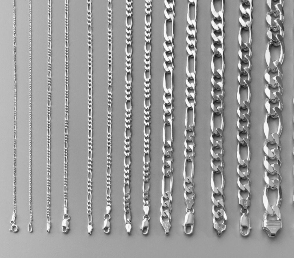 Sterling Silver Figaro link necklace