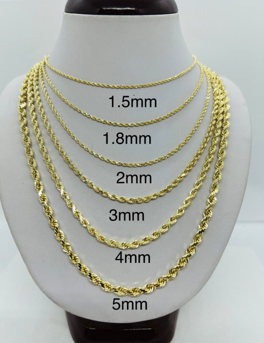 10kt Gold "Hollow" Rope chain necklace