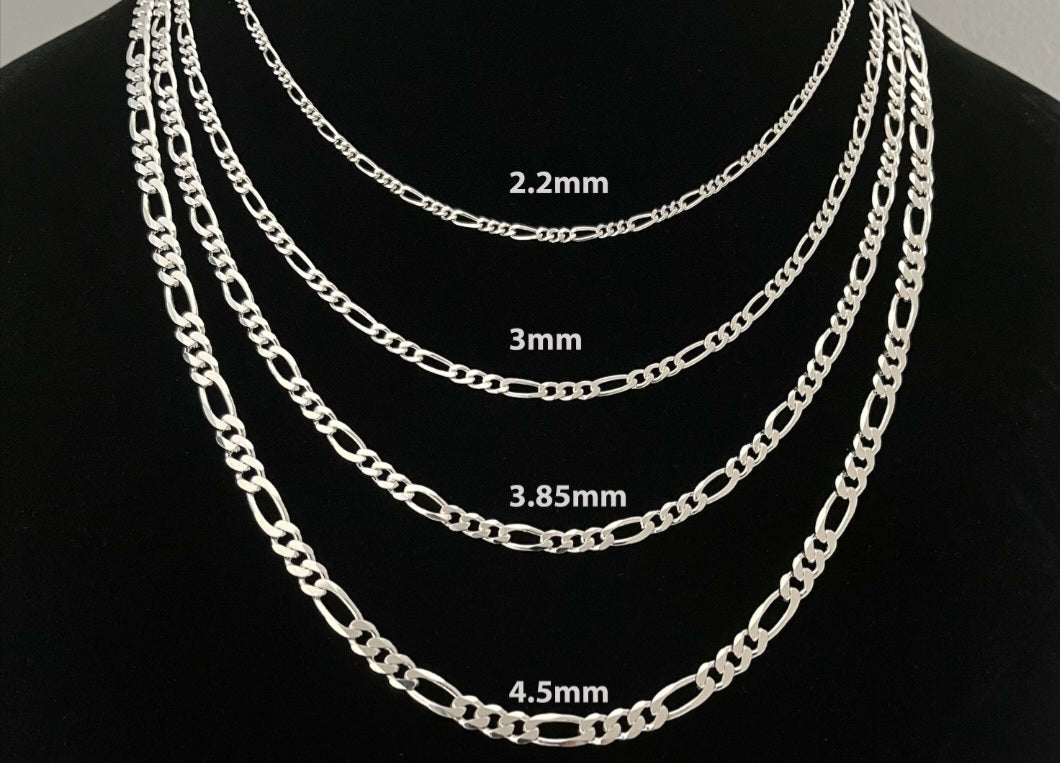 Sterling Silver Figaro link necklace