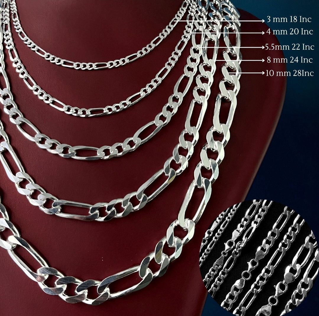 Sterling Silver Figaro link necklace