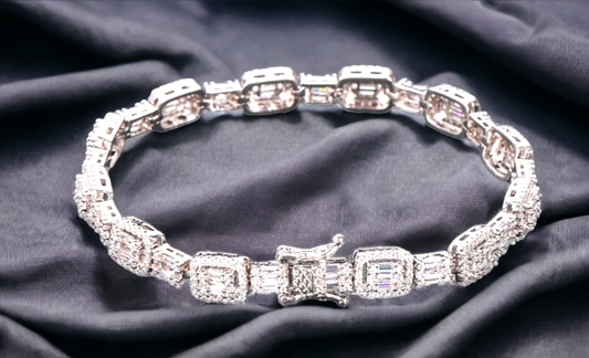 Cubic zirconia baguettes tennis bracelet