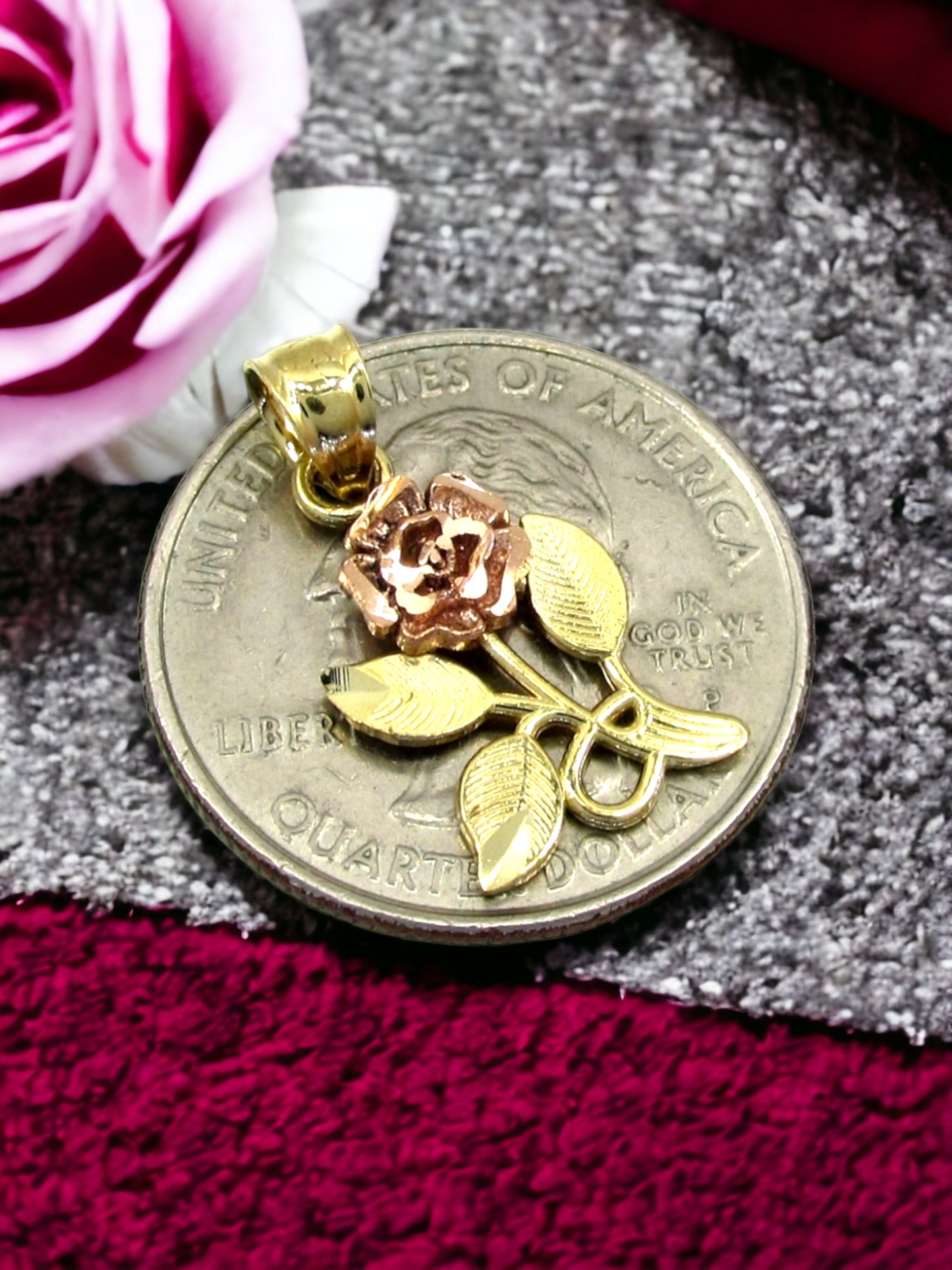 10kt Gold Two Tone Rose Pendant