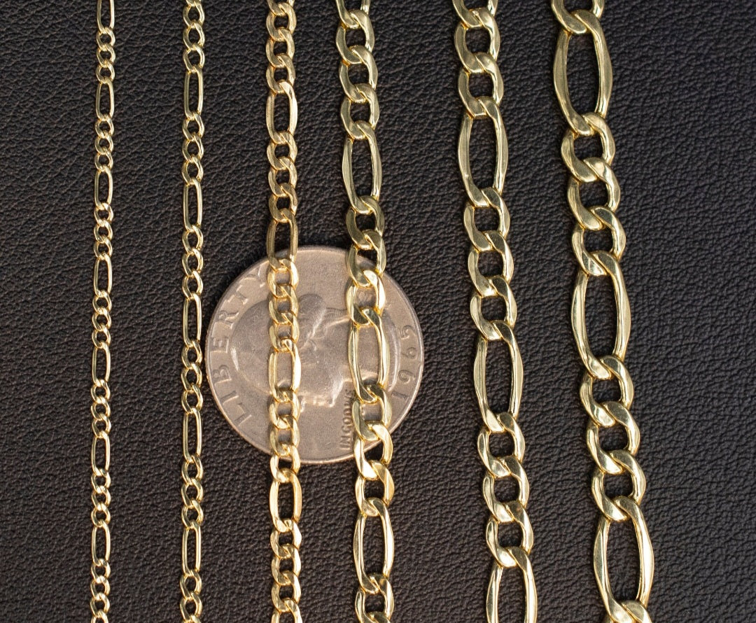 10kt Gold Hollow Figaro link necklace
