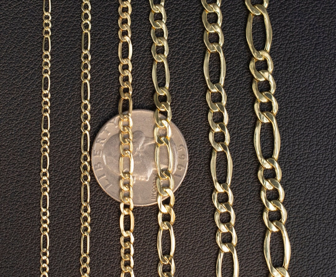 10kt Gold Solid Figaro link necklace