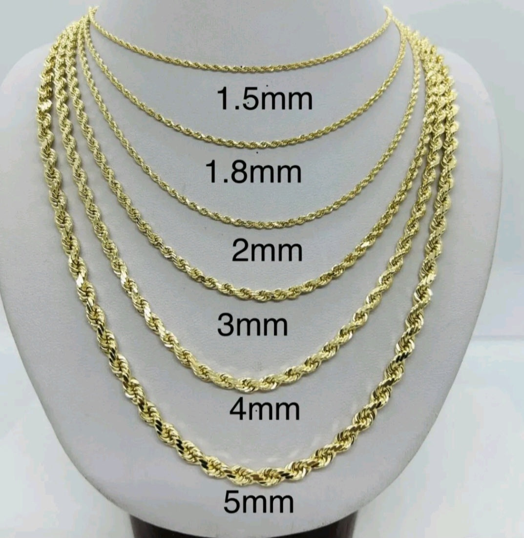 14kt Gold "Hollow" Rope chain necklace