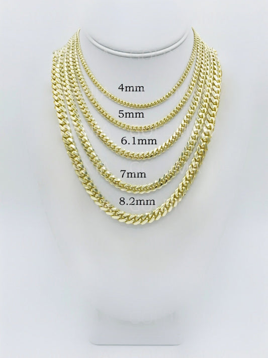 10kt Gold Miami Cuban Link Semi Hollow Necklace