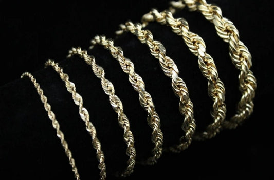 10kt Gold Hollow Rope chain Bracelet