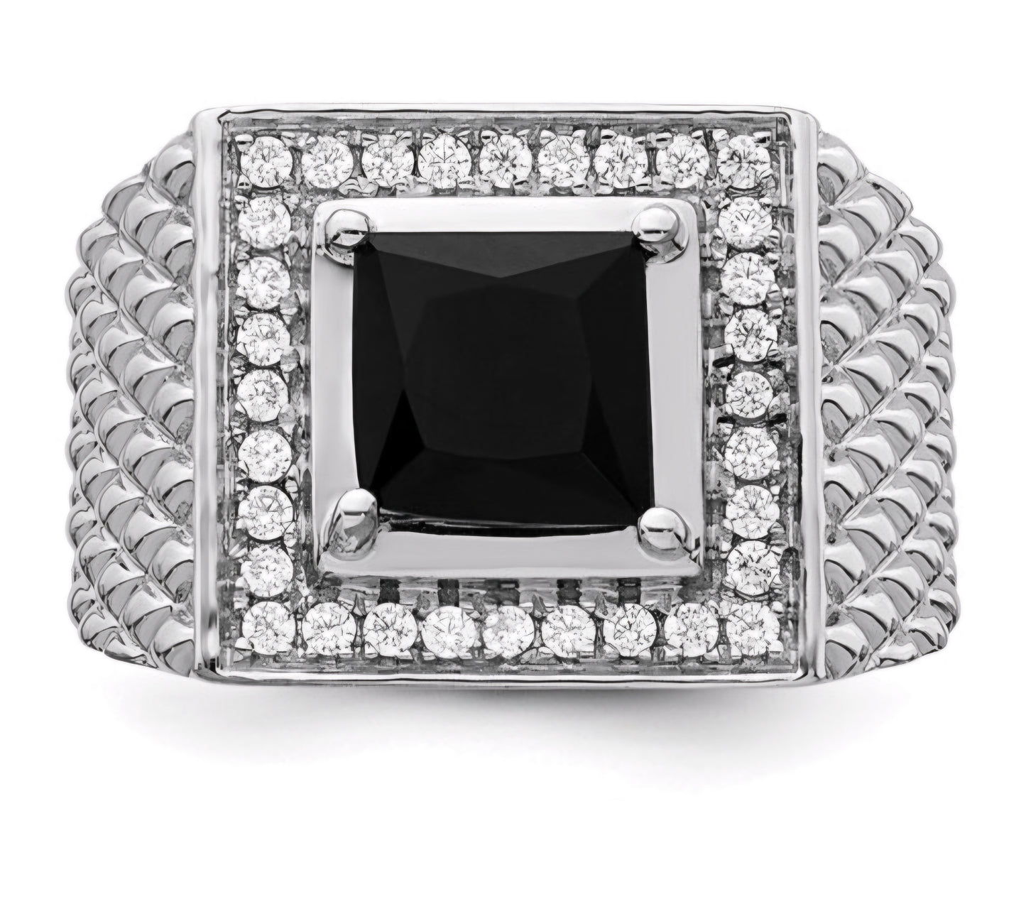 Sterling Silver Men's Onyx & CZ ring