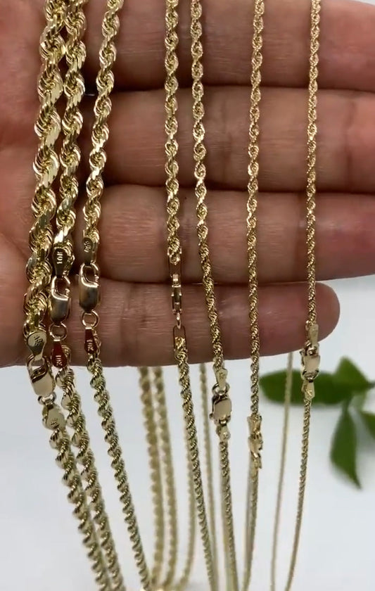 10kt Gold "Solid" Rope chain necklace