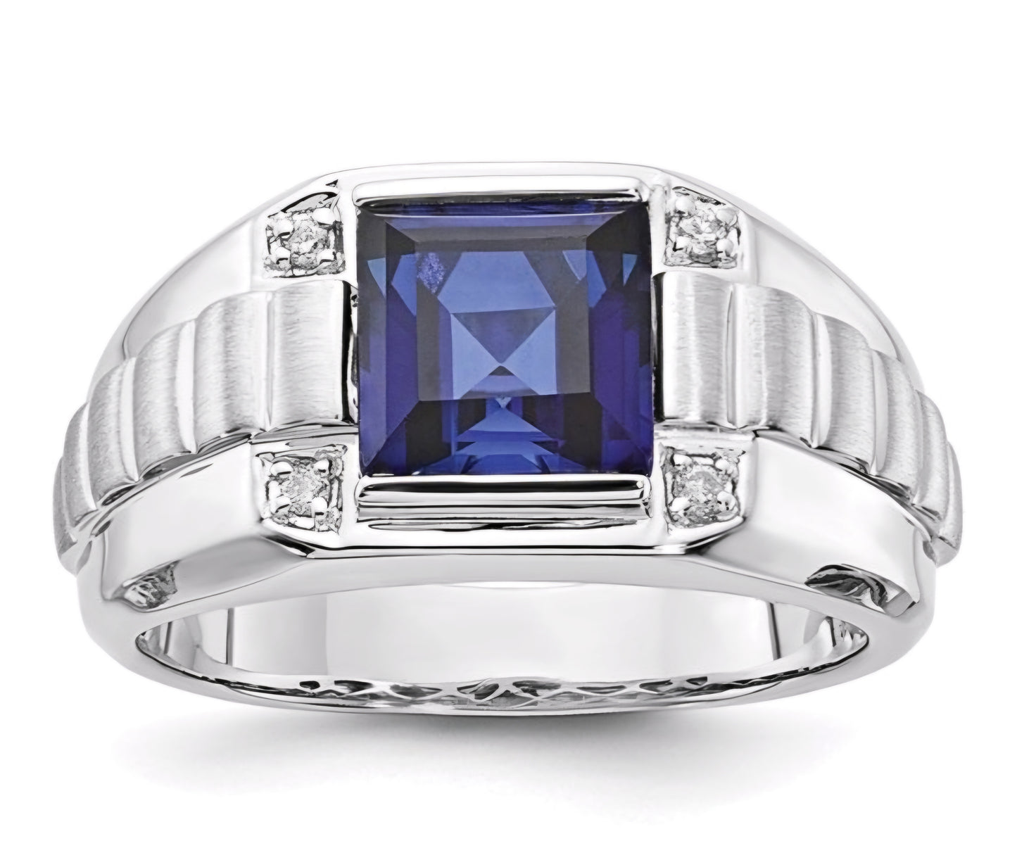 Sterling Silver Men's blue Sapphire ring