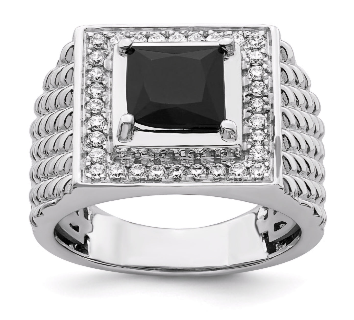 Sterling Silver Men's Onyx & CZ ring