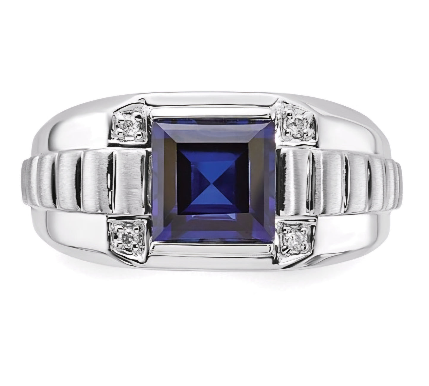 Sterling Silver Men's blue Sapphire ring