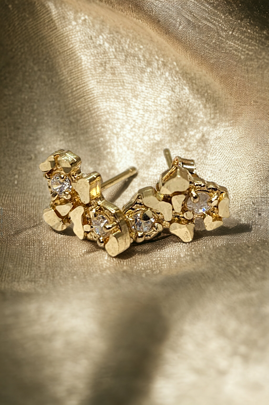 10kt Cz Gold Nugget Earrings