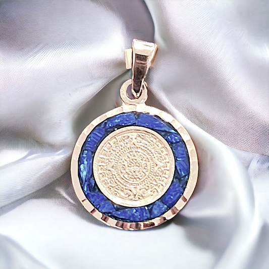 Aztec calendar with blue opal inlay 