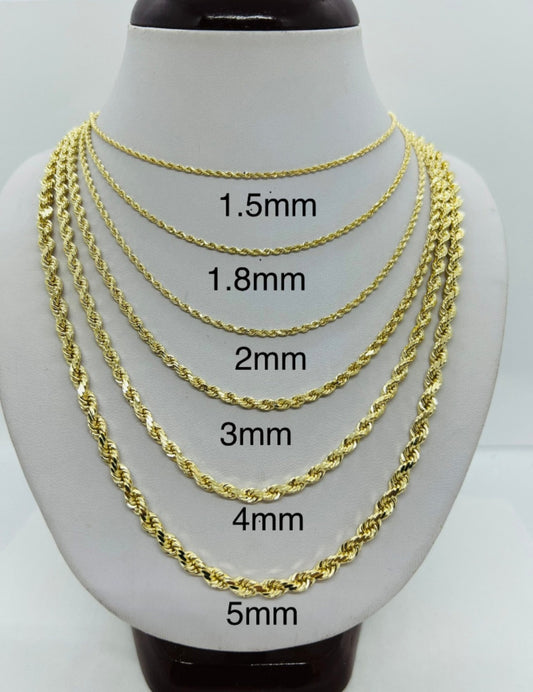 10kt Gold "Hollow" Rope chain necklace